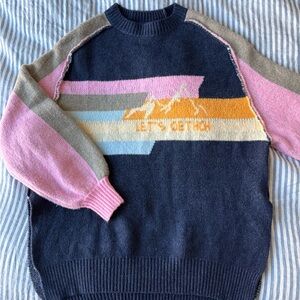 BDG Maura Jacquard "Let's Get High" pullover sweater